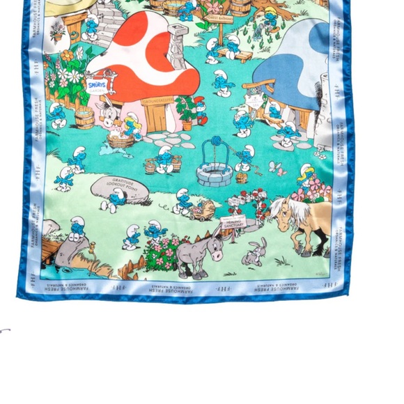 Farmhouse Fresh Vegan Leather Cosmetic Bag with Smurf Village Silky Scarf - Picture 5 of 5